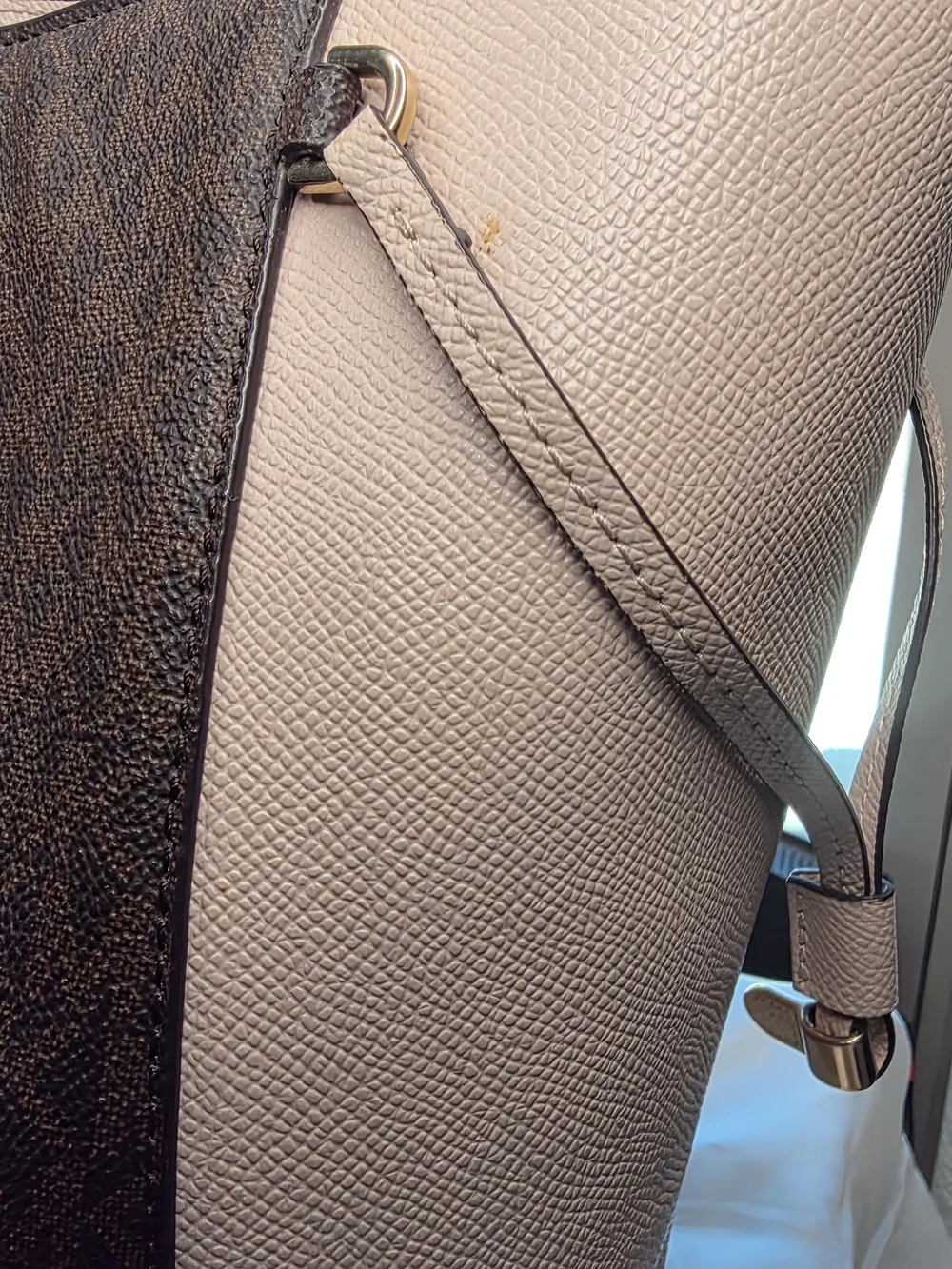 Michael Kors Brown Signature Logo Tote with Blush Leather Trim & Buckle Straps - Picture 3 of 11